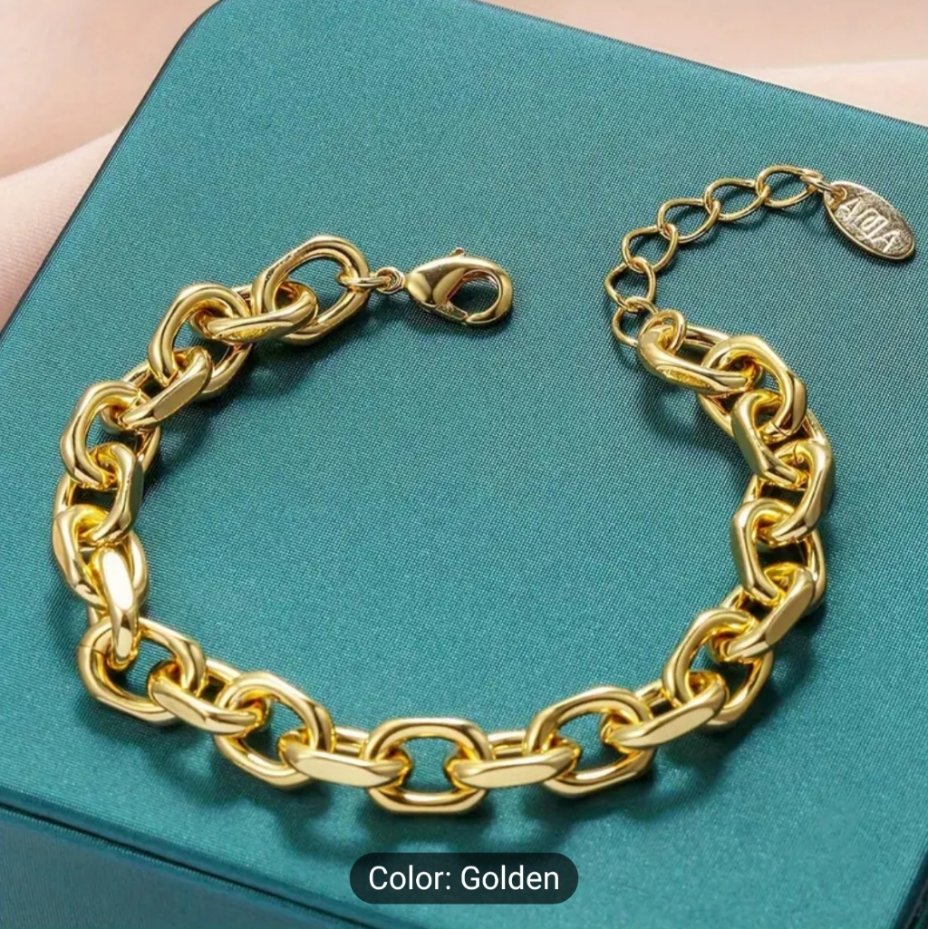 New Classy 18kt Gold Plated Chunky Chain Link Unisex Bracelet